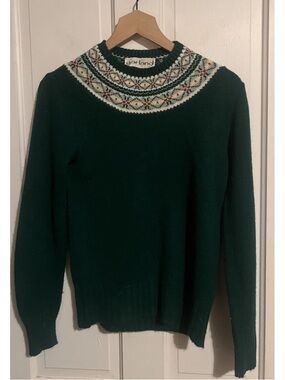 Vintage Garland Perfect Dark Green Retro Fair Isle heritage 70s Sweater Top S /M